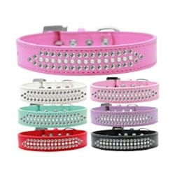 Mirage Pet Products Collars 12 / Blk Ritz Pearl and Clear Crystal Dog Collar