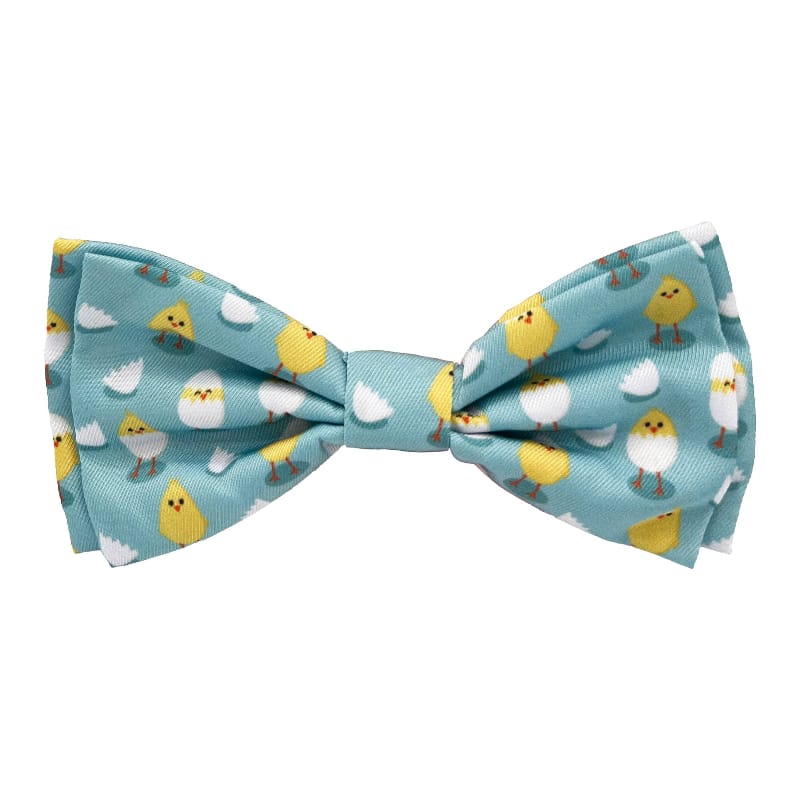 Huxley & Kent Bow Tie SM Easter Chicks & Eggs Blue Pet Bow Tie - 3 Sizes
