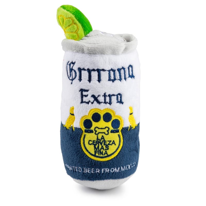 Haute Diggity Dog dog toys Grrrona Extra Can with Cute Garnish Plush Squeak Dog Toy