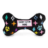 Haute Diggity Dog dog toys S Black Monogram Chewy Bone Plush Squeak Dog Toy - 3 Sizes