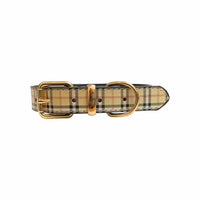 BARK by DOG Collars S Plaid Collar Beige