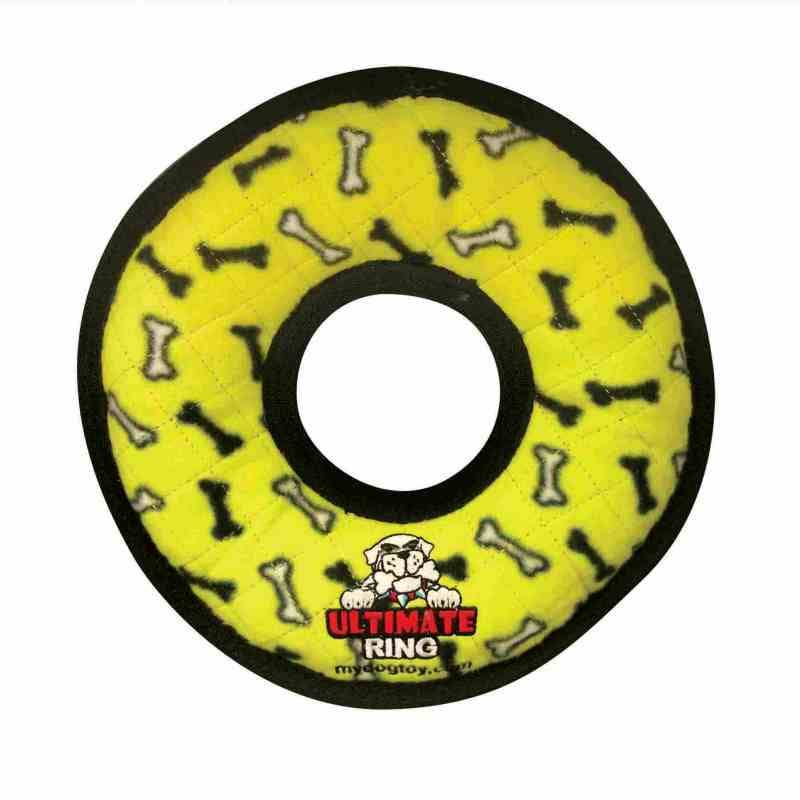 VIP Products/Tuffy dog toys Tuffy Ultimate Ring Yellow Bones Durable Tough Jr Dog Toy