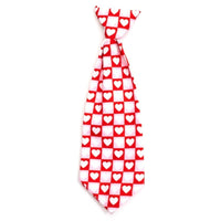 The Worthy Dog Bow Tie SM Colorblock Hearts Red & White Neck-Tie Pet Collar Attachment - Size Lg