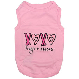 Parisian Pet Tee's XXS XOXO Hugs & Kisses Pink Dog Tee