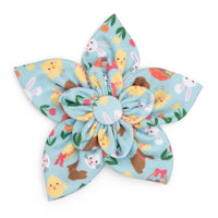 The Worthy Dog Bow Tie SM Hoppy Easter Blue Flower Pinwheel Pet Collar Attachment - 2 Sizes