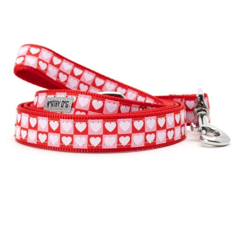 The Worthy Dog Leashes SM Colorblock Hearts Red Dog Leash - 2 Sizes