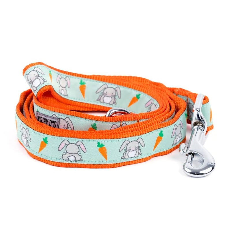 The Worthy Dog Leashes SM Easter Bunnies & Carrots Spring Mint Dog Leash - 2 Sizes