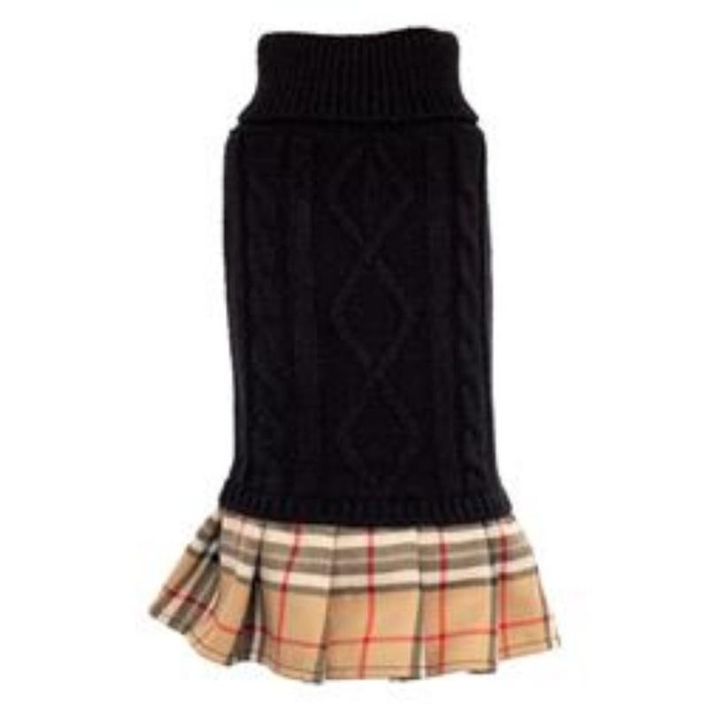 The Worthy Dog Sweaters XXS Tan Plaid Layered-Look Turtleneck Sweater Dog Dress