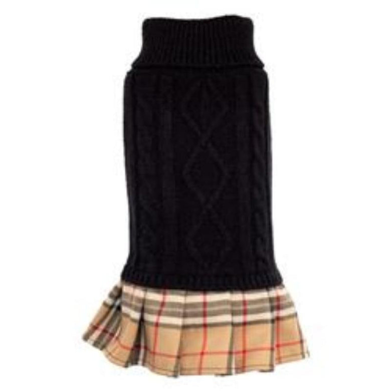 The Worthy Dog Sweaters XXS Tan Plaid Layered-Look Turtleneck Sweater Dog Dress