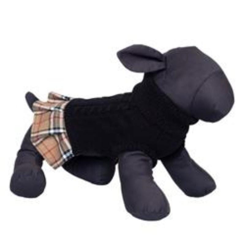 The Worthy Dog Sweaters Tan Plaid Layered-Look Turtleneck Sweater Dog Dress