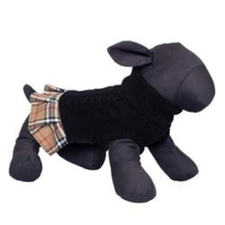The Worthy Dog Sweaters Tan Plaid Layered-Look Turtleneck Sweater Dog Dress