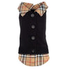 The Worthy Dog Sweaters XXS Tan Plaid Black Layered-Look Cardigan Dog Sweater