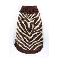 Barker's Bowtique Sweaters FeatherSoft Brown Zebra Print Dog Sweater