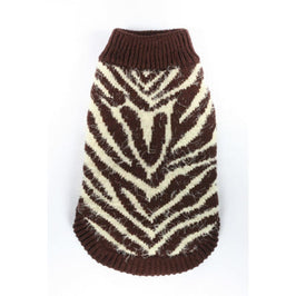 Barker's Bowtique Sweaters FeatherSoft Brown Zebra Print Dog Sweater
