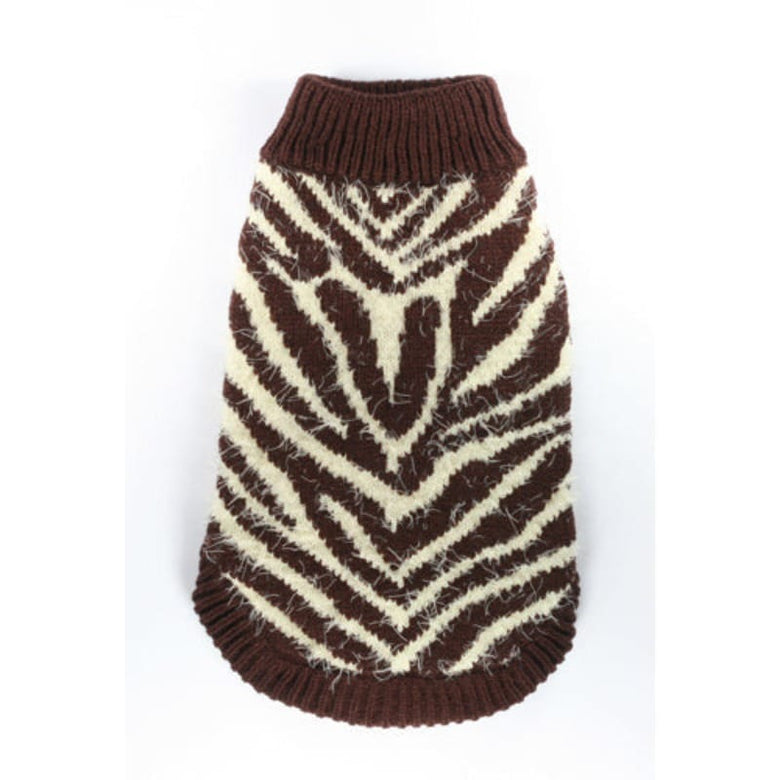 Barker's Bowtique Sweaters FeatherSoft Brown Zebra Print Dog Sweater