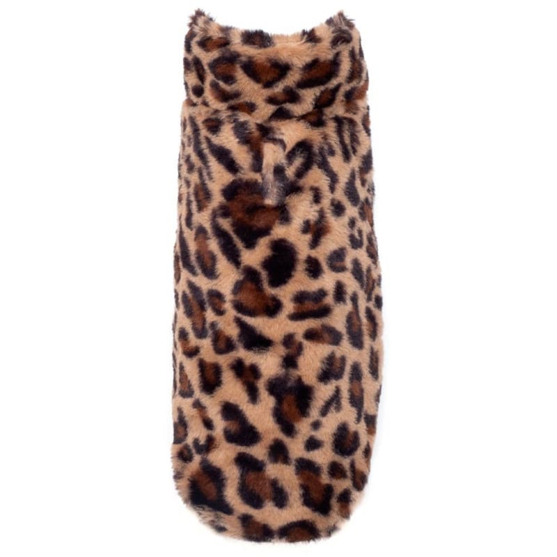 The Worthy Dog Jackets SM Leopard Faux Fur Brown Dog Coat