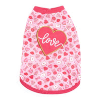 The Worthy Dog Dog Apparel XS Love & Kisses Hearts Pink Dog Tee