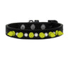 Mirage Pet Products COLLARS 10" Black With Bling & Neon Yellow Spikes Dog Collar