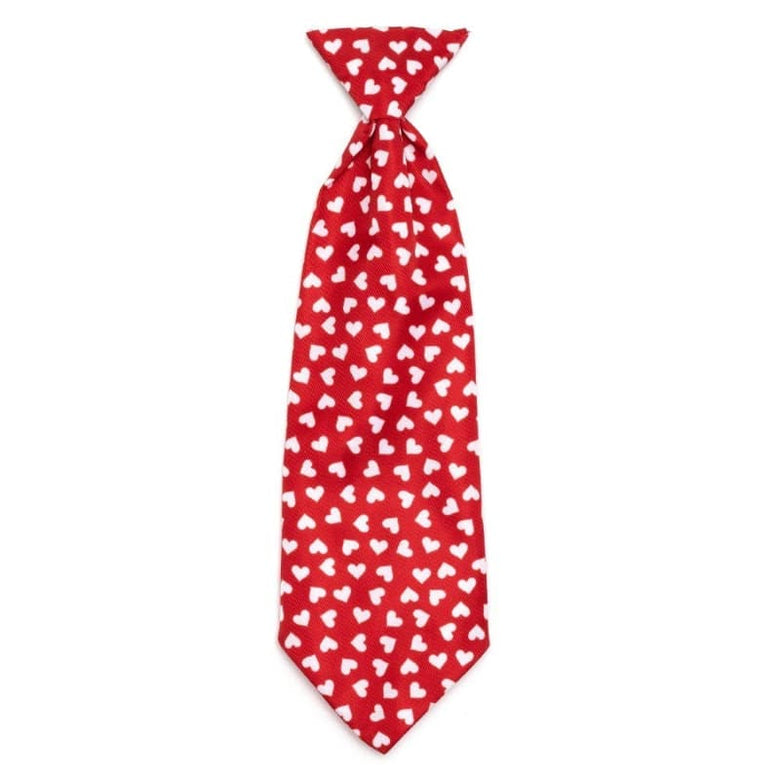 The Worthy Dog Bow Ties SM Hearts Love Red Neck Tie Pet Collar Attachment - Size Lg