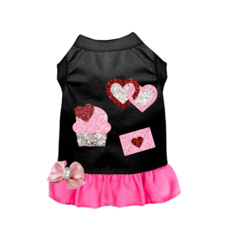 Bark Fifth Avenue Dresses XS My Favorite Valentine's Treats Jewel Bow Pet Dress