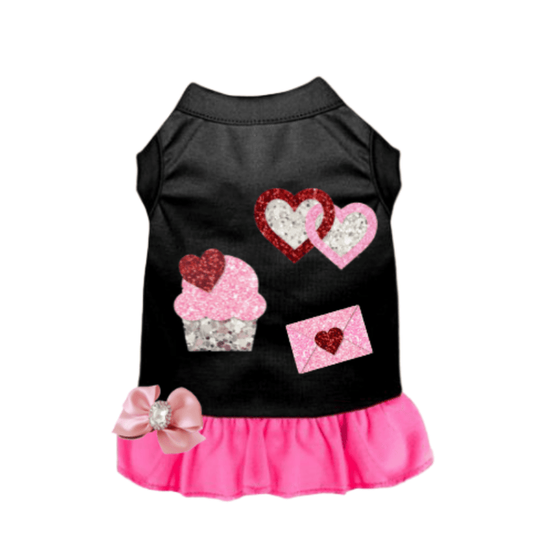Bark Fifth Avenue Dresses XS My Favorite Valentine's Treats Jewel Bow Pet Dress