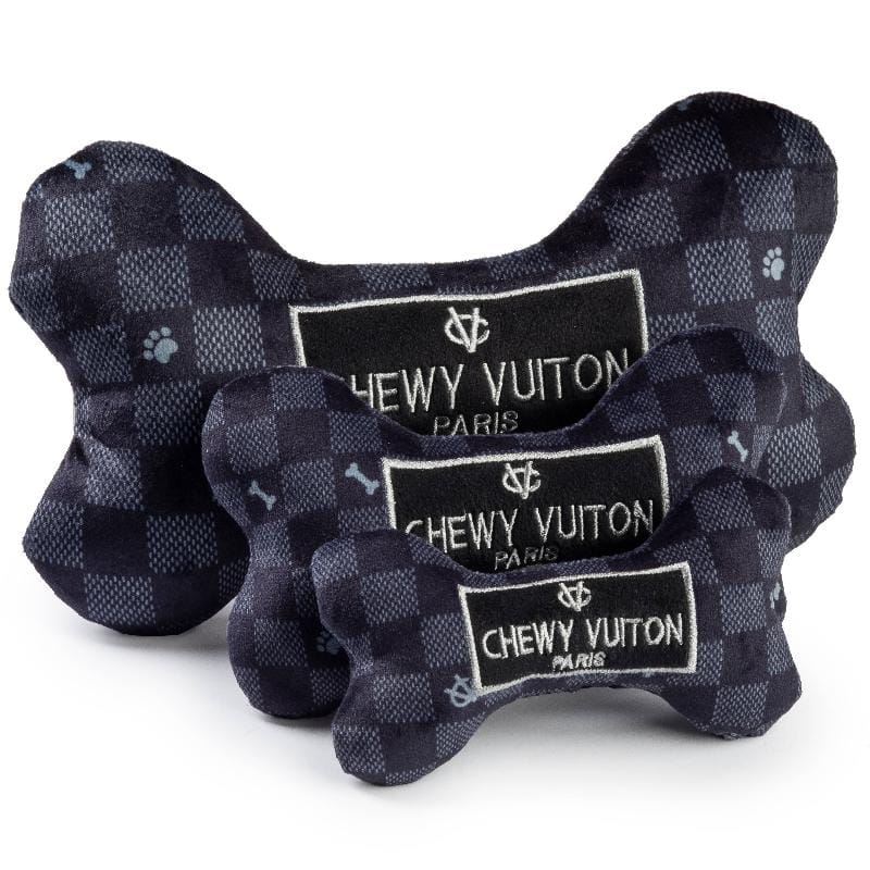 Haute Diggity Dog dog toys Black Checker Chewy Bone Plush Squeak Dog Toy - 3 Sizes