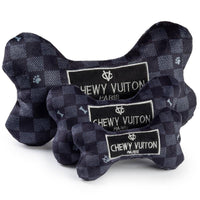 Haute Diggity Dog dog toys Black Checker Chewy Bone Plush Squeak Dog Toy - 3 Sizes