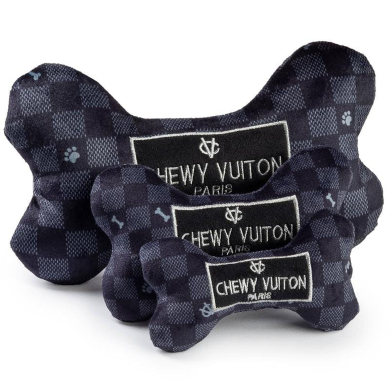 Haute Diggity Dog dog toys Black Checker Chewy Bone Plush Squeak Dog Toy - 3 Sizes