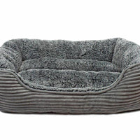 Precious Tails Beds GRY Super Plush Corduroy Sherpa Cuddler Pet Bed