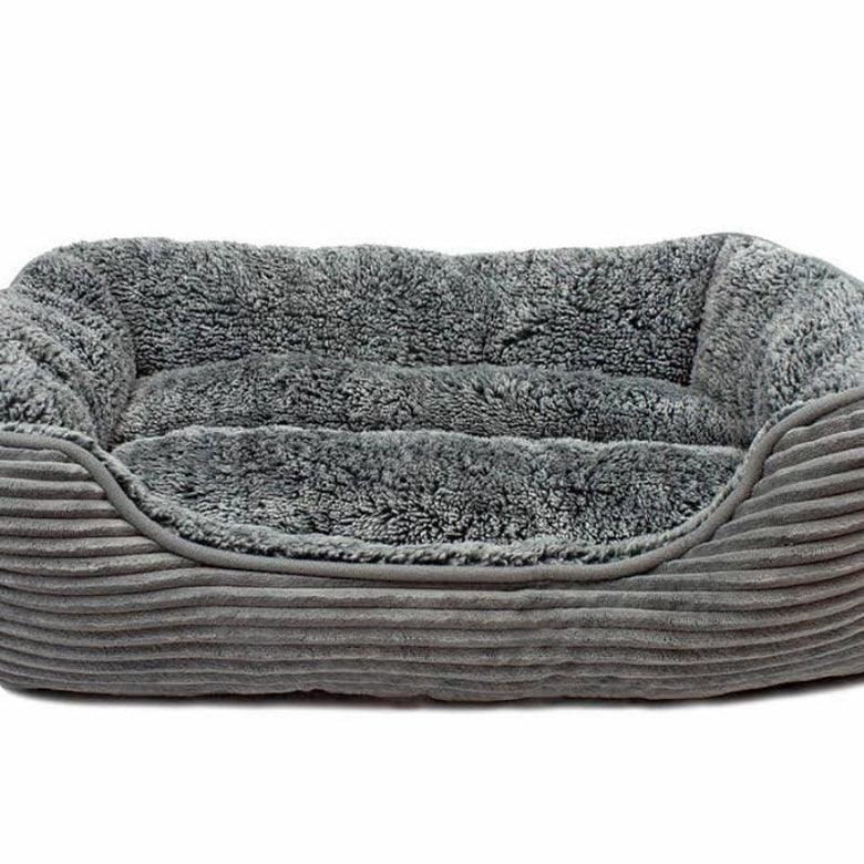 Precious Tails Beds GRY Super Plush Corduroy Sherpa Cuddler Pet Bed