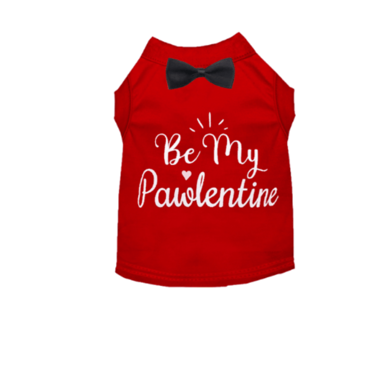 Bark Fifth Avenue Tee's XS Be My Pawlentine Red Bow Tie Dog Tee