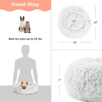 BEST FRIENDS Beds Donut Shag Frost 23"x23" Dog Bed