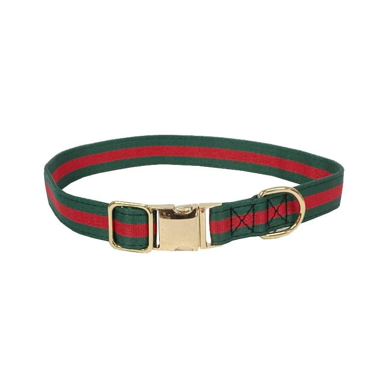 BARK by DOG Collars M Stefano Luxury Green/Red Dog Collar