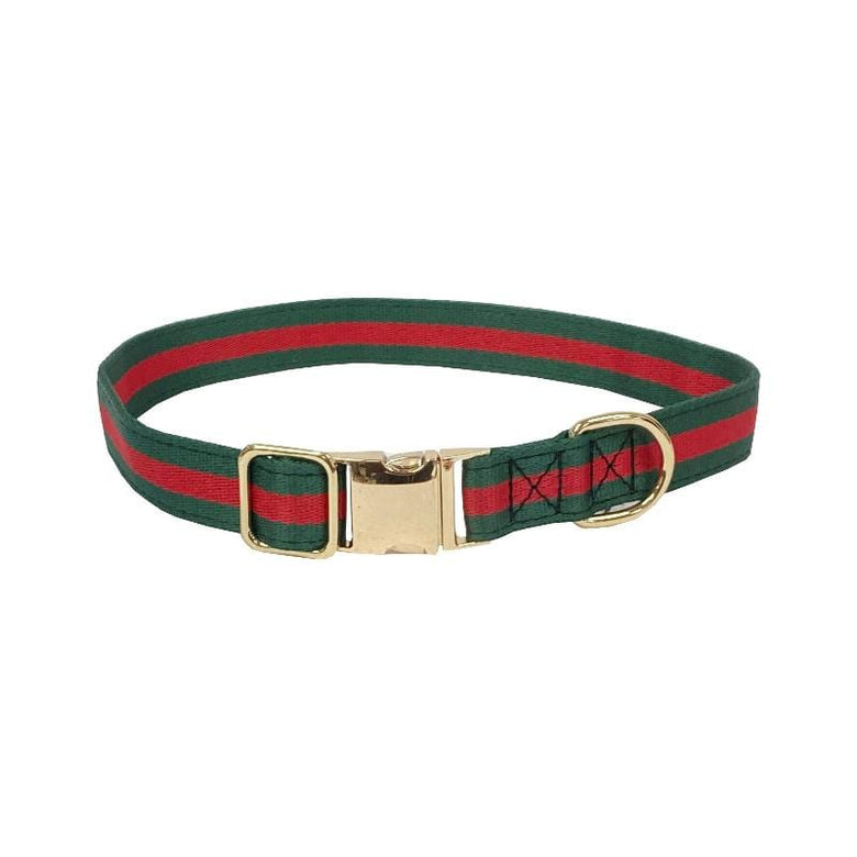 BARK by DOG Collars M Stefano Luxury Green/Red Dog Collar
