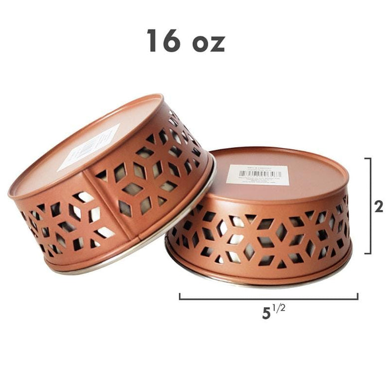 JoJo Modern Pets Bowls Apricot Brandy Farmhouse Metal Punchout Stainless Steel Dog Bowl - 16oz.
