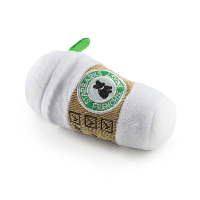 Haute Diggity Dog dog toys Starbarks White Coffee Cup Plush Squeak Dog Toy