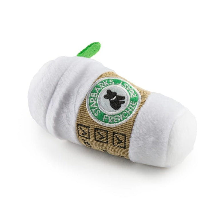 Haute Diggity Dog dog toys Starbarks White Coffee Cup Plush Squeak Dog Toy
