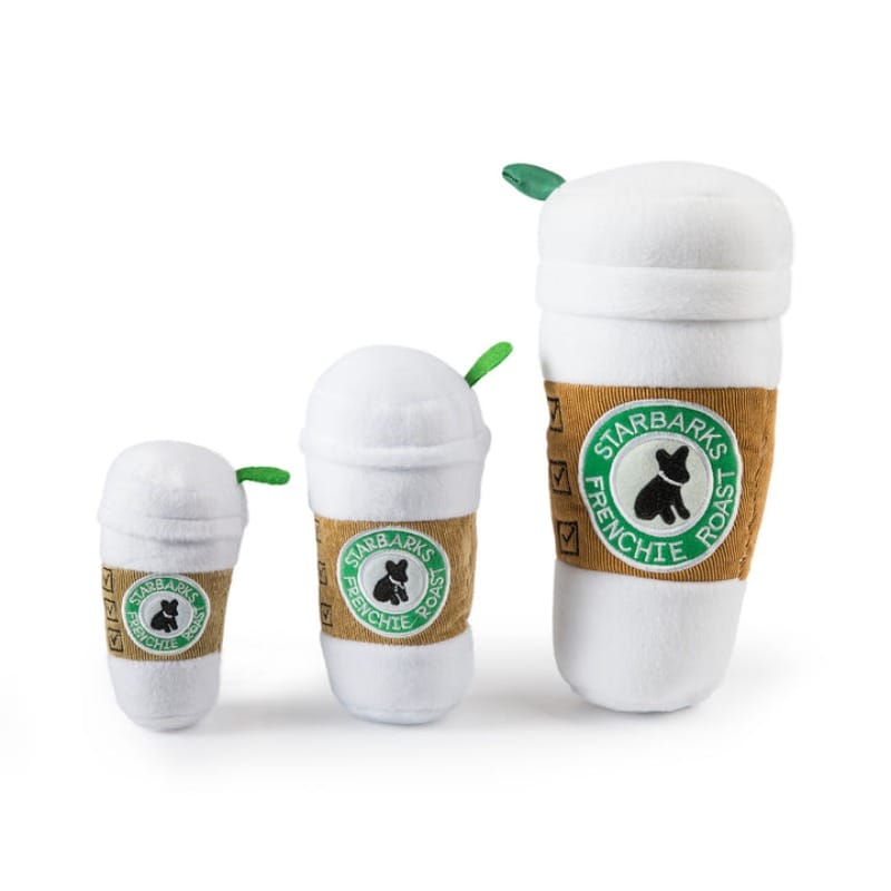 Haute Diggity Dog dog toys Starbarks White Coffee Cup Plush Squeak Dog Toy