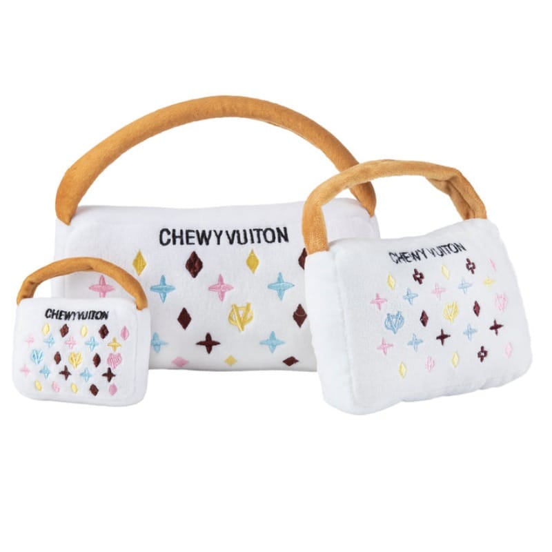 Haute Diggity Dog dog toys White Chewy Handbag Plush Squeak Dog Toy - 3 Sizes