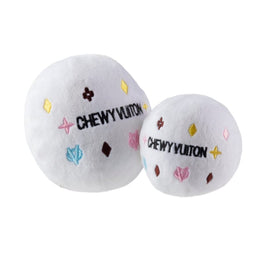 Haute Diggity Dog dog toys White Chewy Ball Plush Squeak Dog Toy - 2 sizes