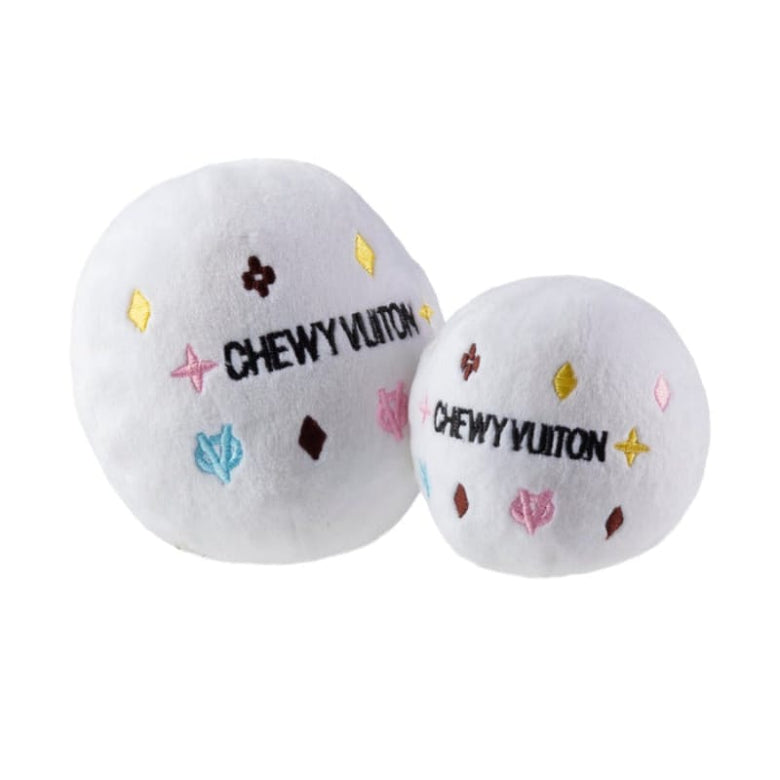 Haute Diggity Dog dog toys White Chewy Ball Plush Squeak Dog Toy - 2 sizes