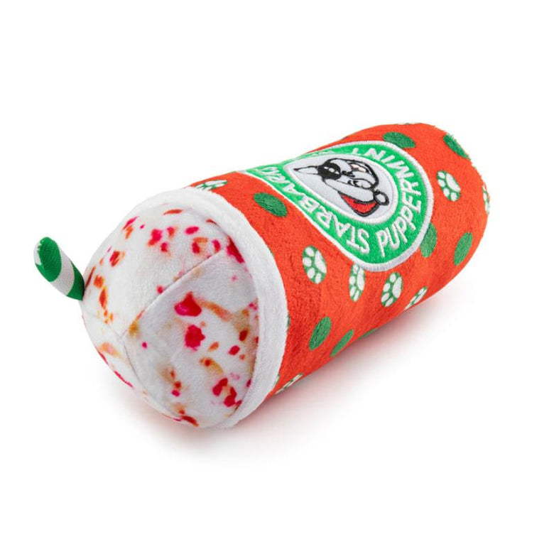 Haute Diggity Dog dog toys Starbarks Puppermint Mocha Holiday Dots Plush Squeak Dog Toy