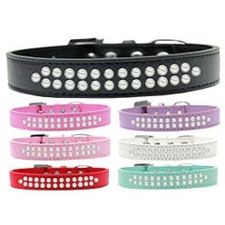 Mirage Pet Products Collars 12 / Blk Two Row Pearl Dog Collar