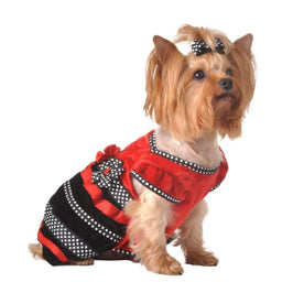 Barker's Bowtique Dresses XS Red Velvet Ribbon Polka Dot Dog Dress