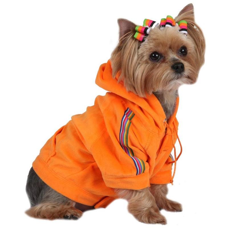 Barker's Bowtique Hoodies XS Velour Dog Hoodie - Tangerine