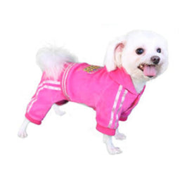 Pooch Outfitters Jumpers XL Princess Gold Crown Hot Pink Dog Tracksuit with Hood