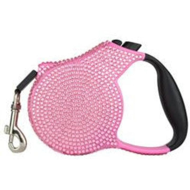 Parisian Pet Leashes Light Pink Crystal Retractable Dog Leash