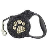 Parisian Pet Leashes Gold Paw Crystal Retractable Leash