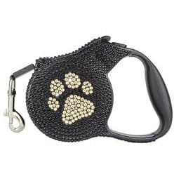 Parisian Pet Leashes Gold Paw Crystal Retractable Leash
