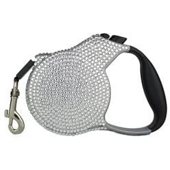 Parisian Pet Leashes Silver Crystal Retractable Leash